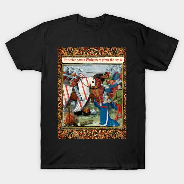 Lancelot Saves Guinevere From the Stake, Arthurian Legends Medieval Miniature T-Shirt by BulganLumini